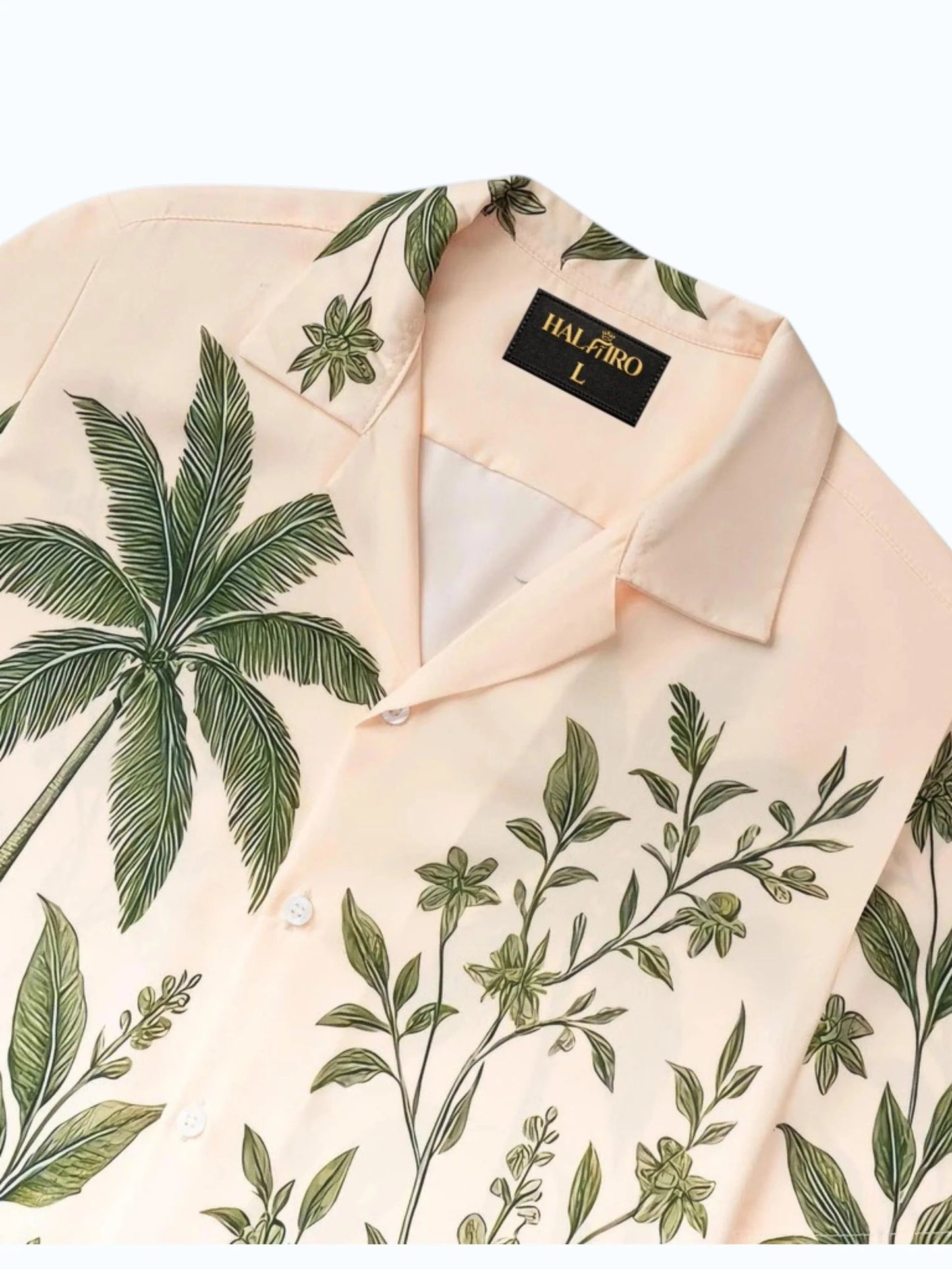 Men's Tropical Botanical Print Cuban Collar Half Sleeve Casual Shirt
