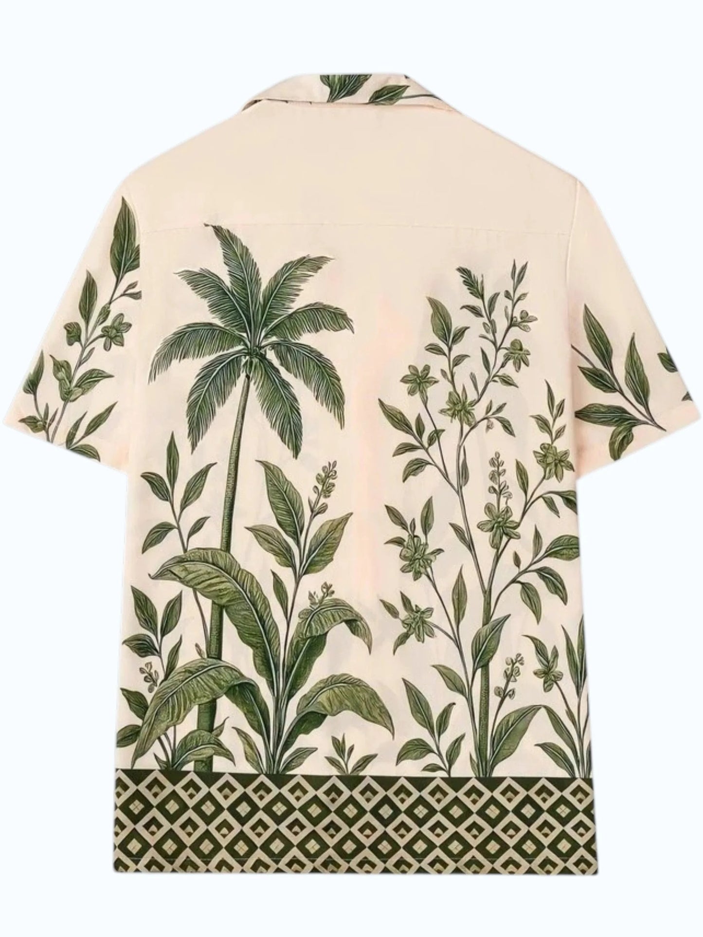 Men's Tropical Botanical Print Cuban Collar Half Sleeve Casual Shirt