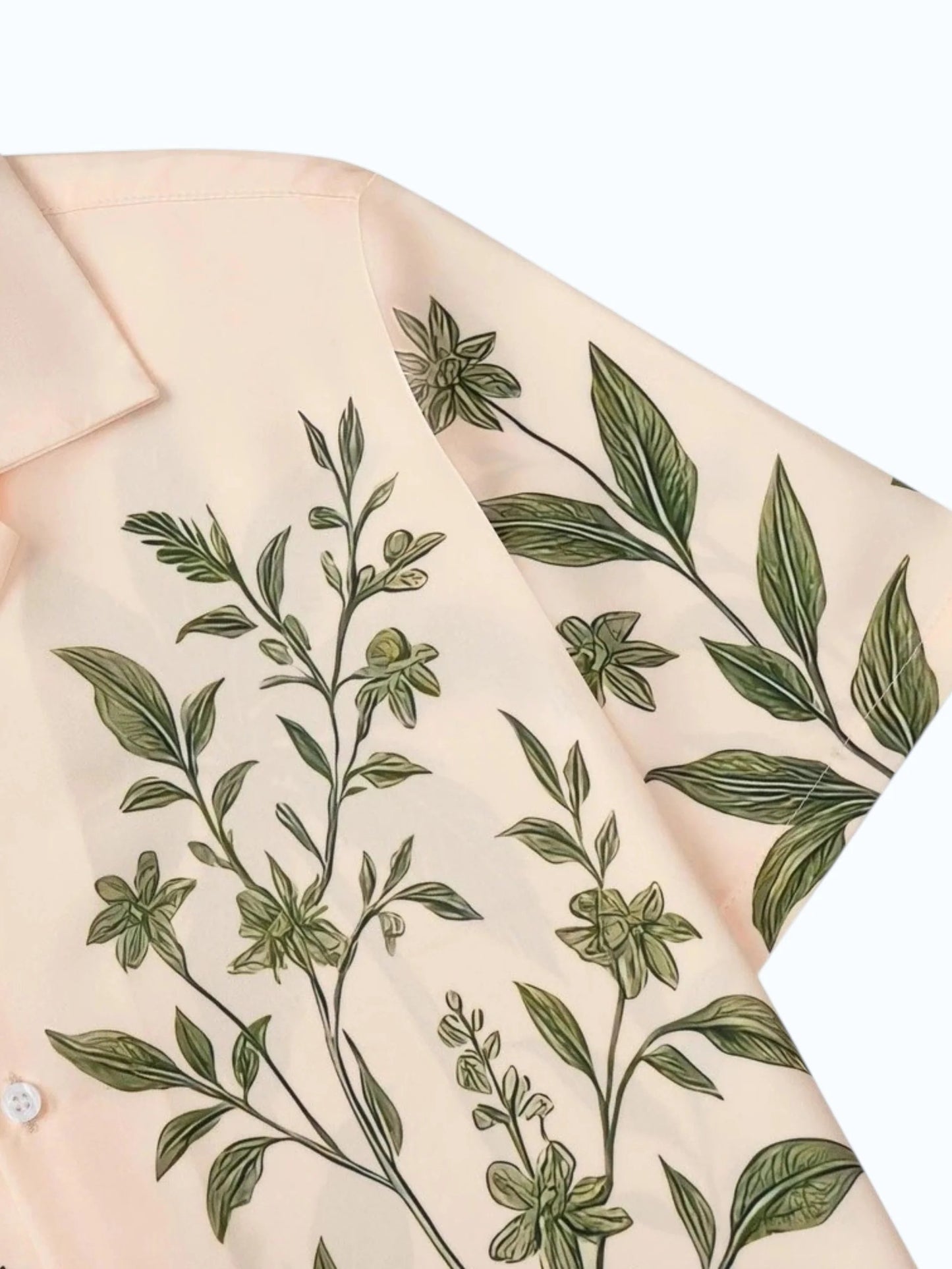 Men's Tropical Botanical Print Cuban Collar Half Sleeve Casual Shirt